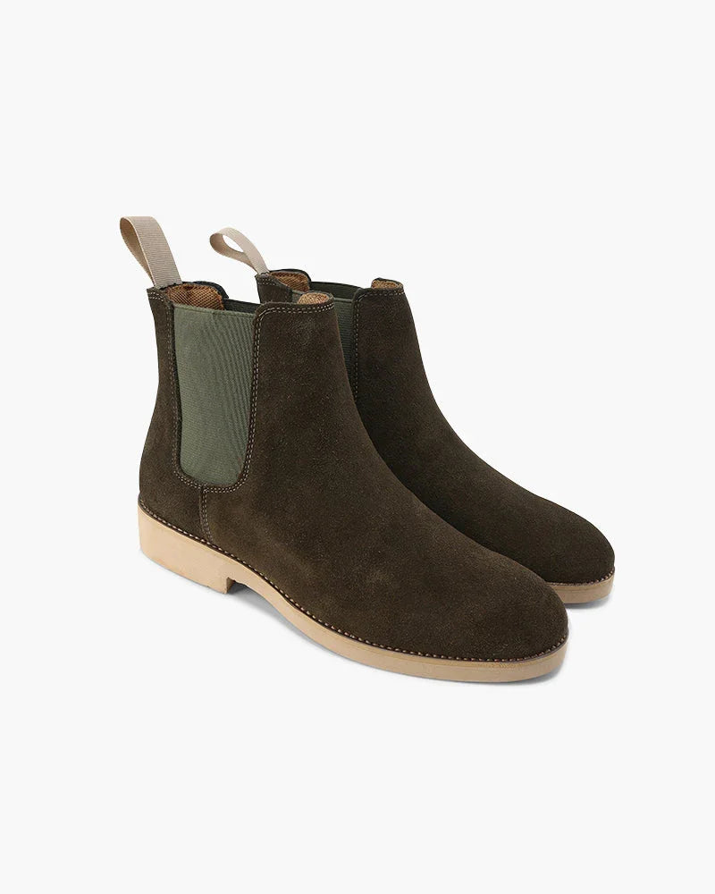 Botas Chelsea de ante para hombre Motenaro: Elegancia clásica en negro y comodidad para el día a día.