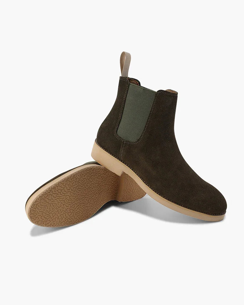 Botas Chelsea de ante para hombre Motenaro: Elegancia clásica en negro y comodidad para el día a día.