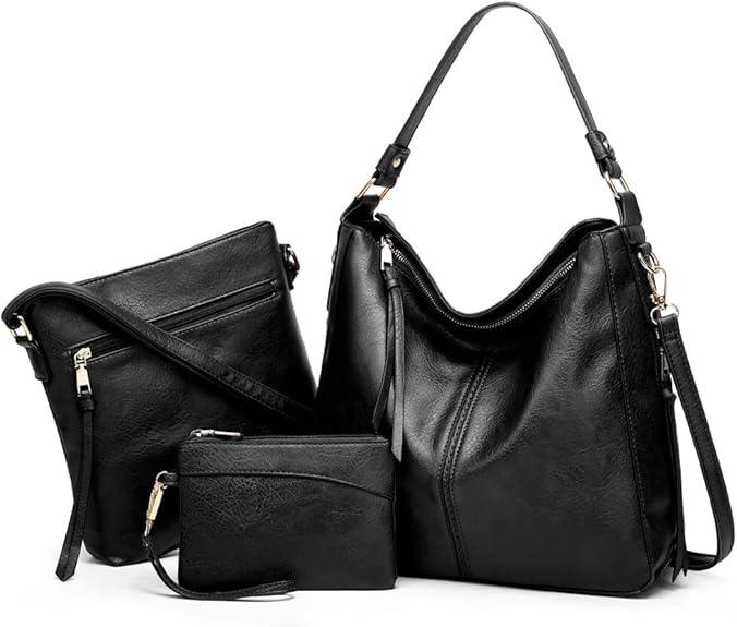Set de bolsos de piel Montenaro para mujer: elegante conjunto de 3 bolsos para cualquier ocasión.