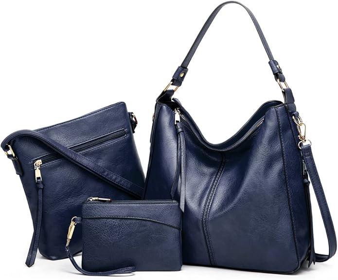 Set de bolsos de piel Montenaro para mujer: elegante conjunto de 3 bolsos para cualquier ocasión.