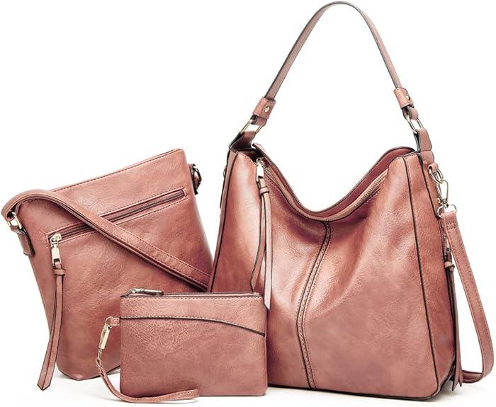 Set de bolsos de piel Montenaro para mujer: elegante conjunto de 3 bolsos para cualquier ocasión.