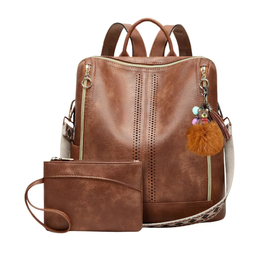 Montenaro Women’s Leather Convertible Backpack – Timeless Elegance & Everyday Functionality
