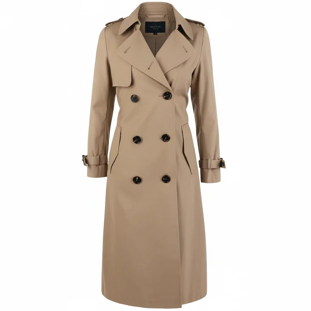 Motenaro Women’s Long Wool Coat – Elegant Double-Breasted Classic Style