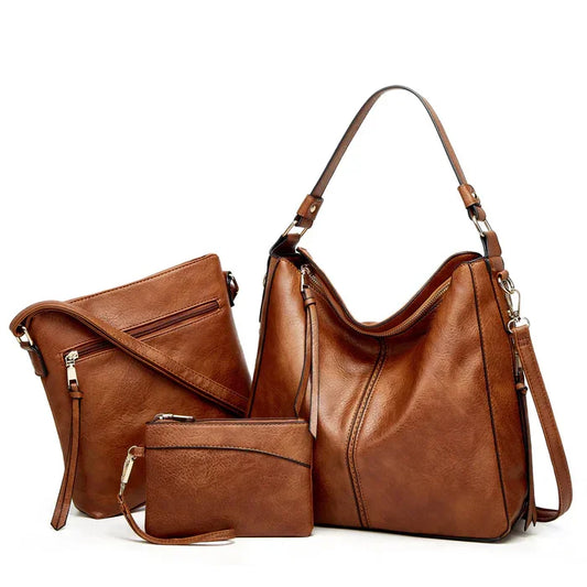 Set de bolsos de piel Montenaro para mujer: elegante conjunto de 3 bolsos para cualquier ocasión.